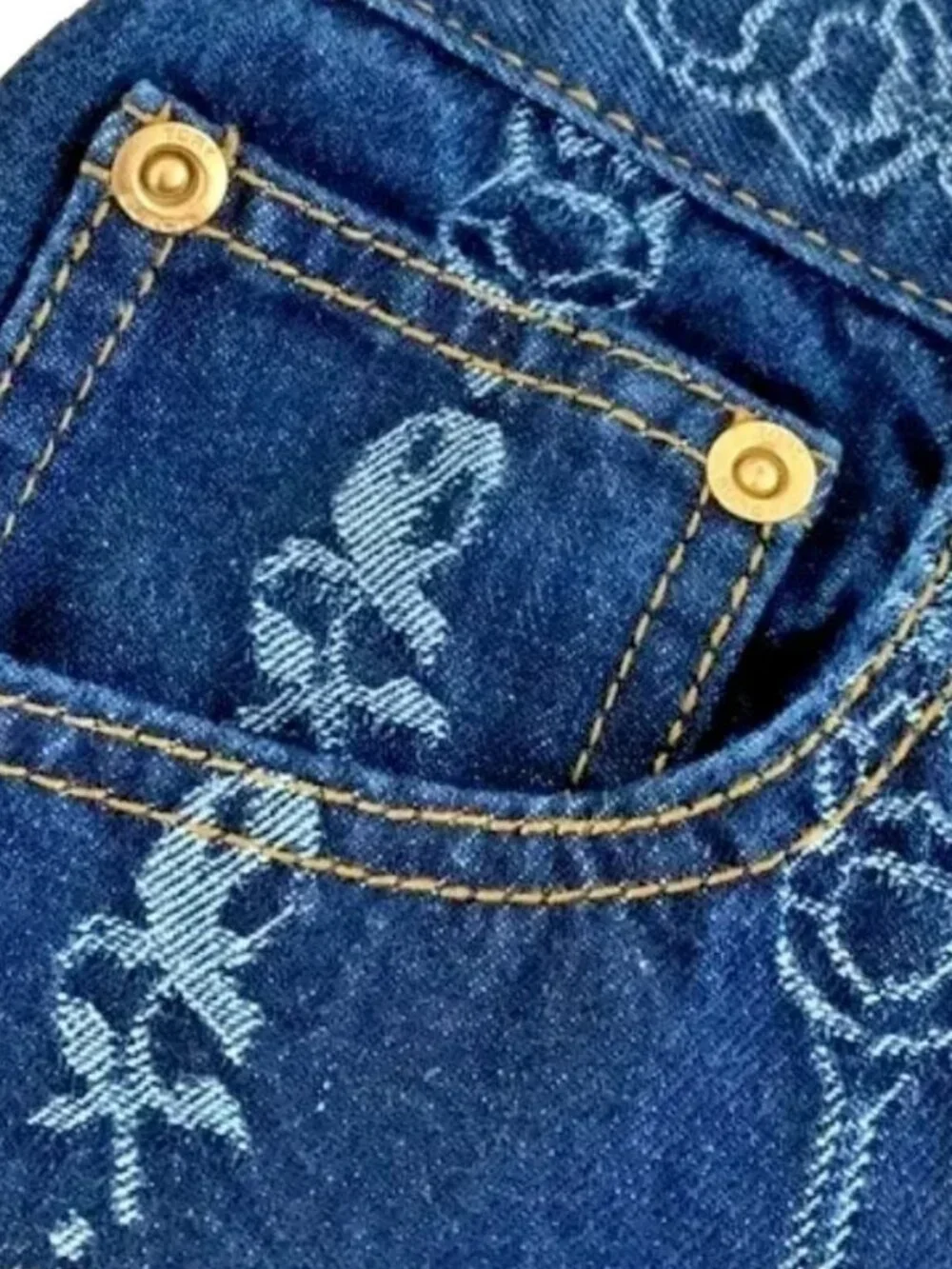 Tory Burch Gemini Link Bloom Jacquard Denim Jeans 29 Floral Straight Leg